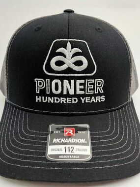 Pioneer 100 Years Seed Patch Richardson 112 Trucker Embroidered Cap Black